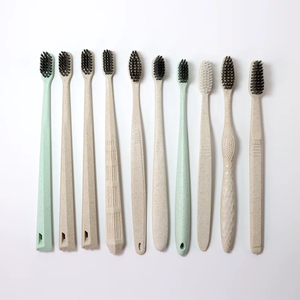 Eco Friendly <b>Wheat</b> Straw Toothbrush Bamboo Charcoal Soft Bristles Food Grade Handle Hotel Disposable Oral Care Hygienic Bulk - Product Image 2