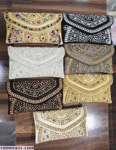 Luxury Handmade Beaded Evening <b>Clutch</b> Bag Multicolor Stone Embroidery | Craftstages International Designer Party <b>Wedding</b> <b>Clutch</b> - Product Image 3