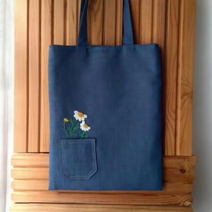 Thick Fabric Cotton Canvas Fashion Tote <b>Bag</b> Letter Pattern <b>Medium</b> <b>Size</b> Durable Reusable Design Non Woven Reinforced Shops - Product Image 1