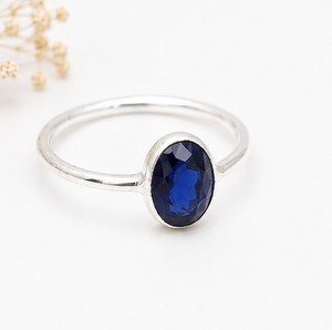 <b>Blue</b> Sapphire Solitaire <b>Ring</b>, 925 Sterling Silver <b>Ring</b>, September Birthstone Gift for Her - Product Image 1