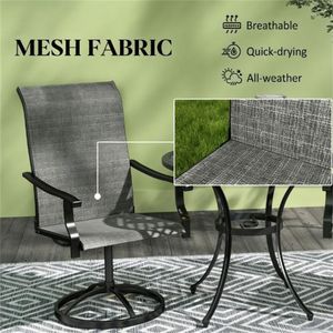 Set di Due Poltrone e Sedie da Pranzo Grigie, Sedie da Spiaggia per Cortile - Product Image 3