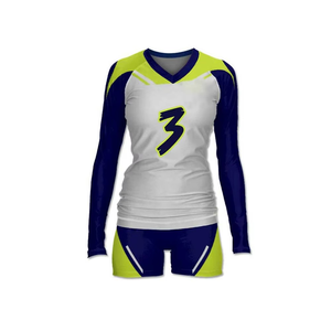 Conjunto Deportivo Femenino de Diseño Único, Jersey de Manga Larga y Pantalones Cortos con Costuras en Contraste y Estampado de Dos Tonos, Uniforme de Voleibol, MOQ Bajo - Product Image 3