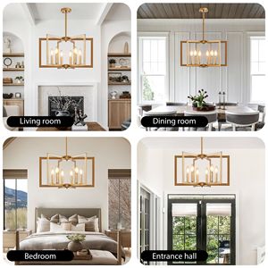 Lampadario Moderno Dorato Geometrico a 6 Luci da 22 Pollici, Lampada a Sospensione Industriale in Metallo per Soggiorno, Sala da Pranzo o Cucina - Product Image 5