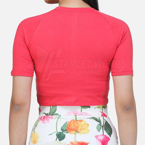Precio al por Mayor, Top Corto Informal de Verano para Mujer, Color Sólido, Ecológico, Ligero, Duradero, de Poliéster/Algodón, para Uso en Exteriores, el Más Vendido - Product Image 3