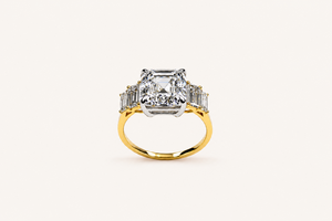 แหวนหมั้นเพชรทรง Asscher แบบ Lab Grown พร้อมเพชรทรง Baguette ด้านข้าง ทอง 10K 14K 18K เงิน 925 935 เครื่องประดับเจ้าสาวสั่งทำพิเศษ - Product Image 2
