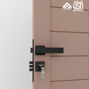 Juego de Manijas Modernas de Latón y Aluminio para Puerta, Roseta Cuadrada AB, Acabado Mate PVD, Oro Rosa, Dorado, Negro, Herrajes Interiores para Cerradura de Palanca - Product Image 1