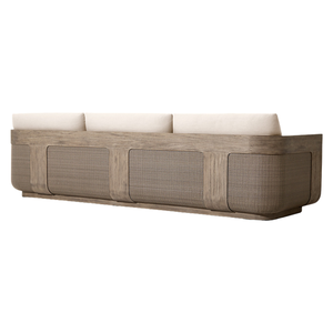 Luxury <b>Outdoor</b> <b>Sofa</b> Solid Teak Wood <b>Rattan</b> Woven Modern Patio Lounge Furniture Three Seater Durable Hotel Villa Apartment - Product Image 3