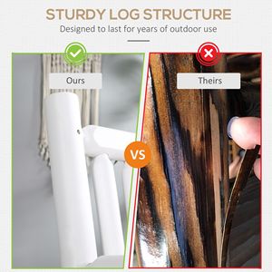 Silla mecedora de madera resistente para 2 personas con diseño de tronco y asientos curvos anchos - Blanca - Product Image 6