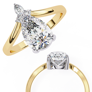 Bague de fiançailles solitaire en or jaune Dalianna 10K 14K 18K avec diamant fantaisie de forme poire cultivé en laboratoire certifié IGI - Product Image 4