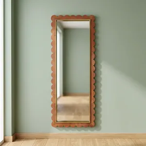 Scalloped <b>Full</b> <b>Length</b> Wall <b>Mirror</b> Brown Frame Decorative Floor and wall <b>Mirror</b> Modern Bedroom Entryway Dressing <b>Mirror</b> HomeDecor - Product Image 3