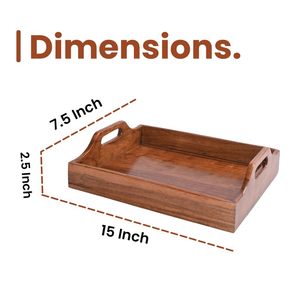 Raised Handle Wooden Serving Tray Multipurpose Durable Fine Quality Natural Serving <b>Platter</b> Stackable Dessert Serving Tray - Product Image 2