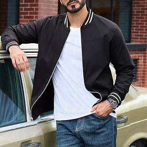 Chaqueta bomber ligera informal para hombre, para primavera y otoño, cortavientos con cremallera y bolsillos, elegante ropa exterior para el día a día. - Product Image 3