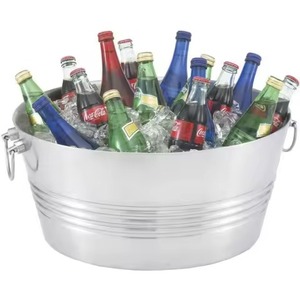 Classic Metal Ice Beverage Tub Stainless Steel Party <b>Cooler</b> Bucket Wine Beer Chiller Tub Party <b>Table</b> Use - Product Image 1