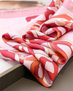 Luxury Satin Silk Square Scarf for Women Chain Print Shawl Headscarf Silk Feeling Muslim Hijab Bag Ribbon for office and Trip - Product Image 3