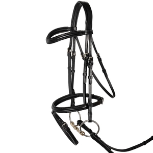 Bridon d'équitation anglais DYNAMICS GALLERY en cuir véritable fait main, style western, double couture, rênes confortables - Product Image 4