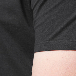 T-shirt à manches courtes col en V pour homme, 100% coton, coupe classique, couleur unie, jersey tricoté décontracté, noir - Product Image 5