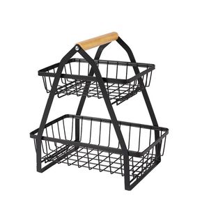 Étagère de rangement pour fruits et légumes de cuisine, organisateur en métal pour cuisine, étagère de rangement pour épices de cuisine, organisateur à double étage - Product Image 3