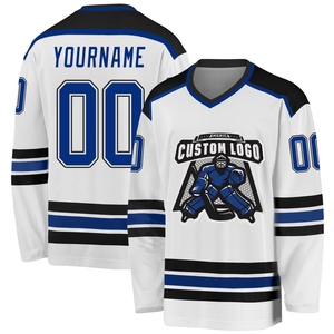 Vente en gros de maillots de hockey noir et blanc de haute qualité, personnalisés, directement de l'industrie - Product Image 2