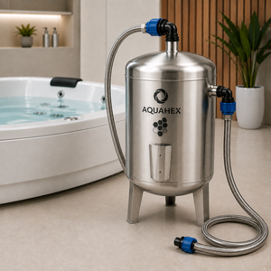 Système de conditionnement de l'eau AquaHex HKE Spa, unité de traitement passif de l'eau en acier inoxydable 316L pour spas et piscines de bien-être - Product Image 1