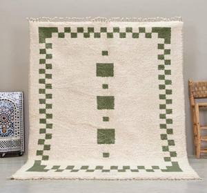 Tapis marocain noué à la main 100% laine Beni |   Tapis berbère géométrique authentique Beni Ourain en gros - Product Image 4