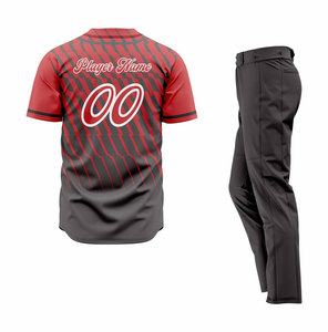 Uniforme de Béisbol con Impresión Digital Personalizada, Jersey Rojo y Negro para Hombre, Manga Corta, Transpirable, de Secado Rápido, Poliéster, Nombre del Equipo 00 Frontal - Product Image 2