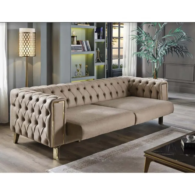 2023 Canapé en cuir de luxe léger salon moderne design canapé chesterfield ensemble meubles pour bureau d'hôtel à domicile.