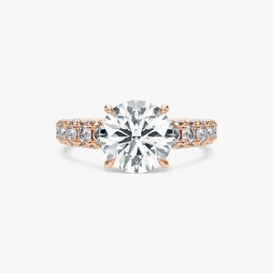 Anillo con Diamante Cultivado en Laboratorio de 3 Quilates, Corte Redondo, con Piedras Laterales, Oro Rosa, Proveedor de Joyería Nupcial - Product Image 6