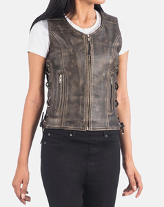 Veste Courte Sans Manches Femme en Modal Bordeaux Style Motard Respirante Coupe-Vent avec Poches – Collection Hiver – Grande Vente - Product Image 4