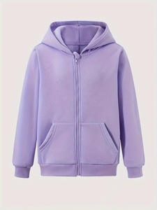 Sudadera con Capucha Personalizada para Mujer, con Cierre, Color Sólido, Tejido de Algodón, Estilo Casual Otoñal, Largo Regular, Manga Larga, Transpirable - Product Image 1