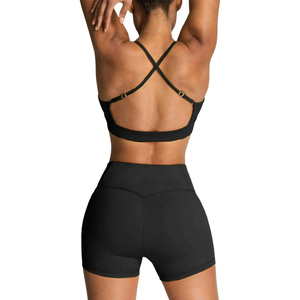Customized Logo Lace Women's Gym Sets 2-Piece Fitness Yoga Sportswear Solid Pattern Sports <b>Bra</b> Legging Belt Plus Size Washed - Product Image 3