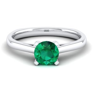 REYES New Design 14K Solid Gold Round Cut 0.75Ct Emerald Gemstone Solitaire <b>Rings</b> For Women <b>Custom</b> Anniversary Gift Fine Jewelry - Product Image 5