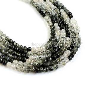 ลูกปัดควอตซ์รูทิเลตสีดำทรงกลมขนาด 5 มม. ลูกปัดควอตซ์รูทิลธรรมชาติ ลูกปัดพลอยรูทิลสีดำผิวเรียบสำหรับทำเครื่องประดับ - Product Image 5