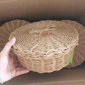 ตะกร้าสานทรงหอยพัดน่ารักพร้อมฝาปิดรูปดาวสำหรับใส่ของขวัญระหว่างแกะ - Product Image 3