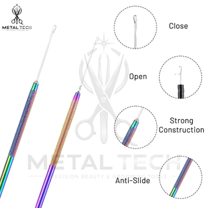 2 Pcs Hair Tinsel Tool, Hair Extensions Loop <b>Needle</b> Pulling Hook Tool, Micro <b>Needle</b> <b>Threader</b> Wire Pulling Loop Hook Tools - Product Image 3