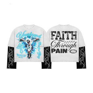 T-shirt Homme 300 g/m² 100 % Coton Été Brodé Strass Coupe Ample Décontracté Anti-plis Oversize Streetwear - Product Image 1