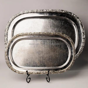 Prix de gros Plateau de service artistique en métal fabriqué à la main avec un design unique pour la maison et le commerce Décoration festive Diwali - Product Image 5