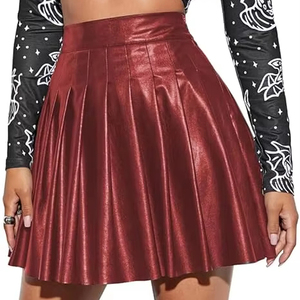 Minifalda de Cuero Genuino para Mujer, Piel de Cordero Suave de Primera Calidad, Cintura Alta, Cierre de Cremallera, Tallas y Colores Personalizados, Fabricante OEM ODM - Product Image 1