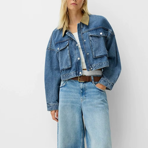 เสื้อแจ็คเก็ตยีนส์ครอปสำหรับผู้หญิง คุณภาพพรีเมียม ระบายอากาศได้ดี กันลม ดีไซน์เก๋ ล้างแบบพิเศษ - Product Image 2