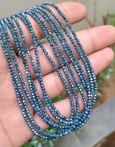 Perles Rondelles Facettées en Diamant Bleu Naturel 3mm, Fil de Pierres Précieuses Premium de 15 Pouces, Vente en Gros pour la Fabrication de Bijoux - Product Image 2