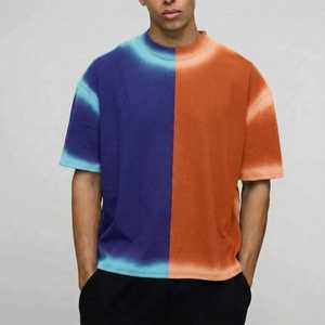 T-shirt Homme Vintage à Panneaux Multicolores Effet Délavé Coupe Oversize Décontractée Streetwear Estival Coton Doux Tendance - Product Image 3