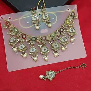 Gold Plated Fine Jewelry <b>Set</b> with Crystal Stone and <b>Beads</b> 10573980 Necklace - Product Image 1
