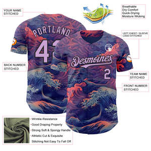 Maillot de baseball personnalisé Yourteams, impression sublimée à motif ondulé, unisexe, adulte, manches courtes, respirant, polyester, vêtements de sport - Product Image 2