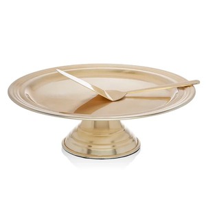 Round Stainless Steel <b>Cake</b> <b>Stand</b> With Gold Trim White Base For Displaying <b>Cakes</b> - Product Image 2