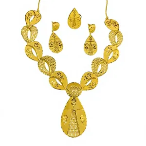 Juego de Collar con Colgante Clásico de Latón Chapado en Oro, Diseño de Flor, Cadena de Caja, para Mujer, Regalo para Compromiso, Boda o Fiesta, Novedad 2022 en EE. UU. - Product Image 2