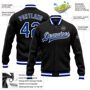 Custom Black Royal Blue <b>White</b> Varsity <b>Jacket</b> Unisex Full-Snap Letterman Bomber <b>Jacket</b> Wholesale Team Wear College <b>Jacket</b> - Product Image 2
