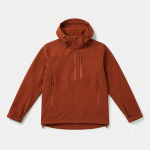 Men's Hooded Fleece Jacket Solid Color Zipper Closure Windproof Casual Outerwear Regular Fit Polyester <b>Shell</b> Autumn Wear - Product Image 1