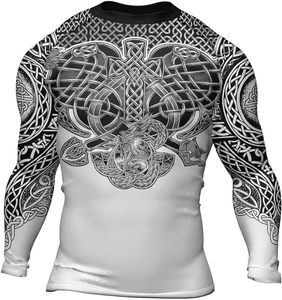Custom Design Men's Long Sleeve Rashguard BJJ Compression Wear 100% Polyester Premium Quality OEM Service <b>Heat</b>-Transfer Printed - Product Image 2