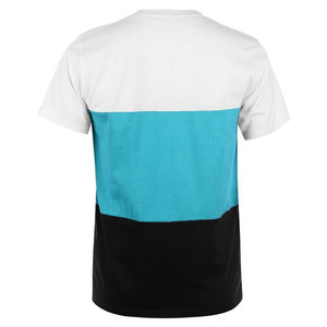 T-shirt pour homme, bleu marine et blanc, uni, décontracté, manches courtes, col rond, coupe classique, respirant, 100% coton, 220g, impression par sublimation, logo sur le devant - Product Image 3