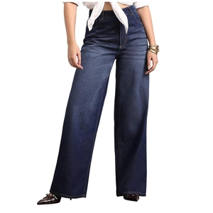 Jeans de Mujer de Cintura Alta, Corte Holgado, Lavados, Sin Elasticidad - Product Image 1