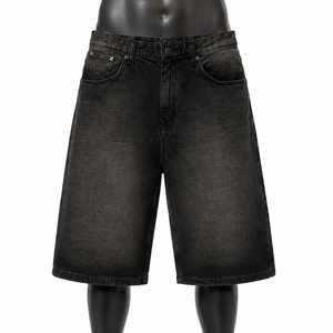 Custom Oversized Denim Jorts Men Loose Fit Blue Jean Shorts Summer Fashion - Product Image 1